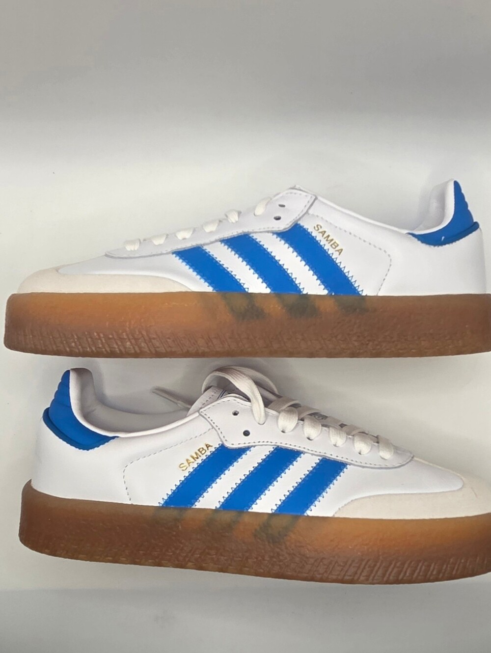 adidas Samba Junior Size 6 Womens Size 7 White & Blue With Gum